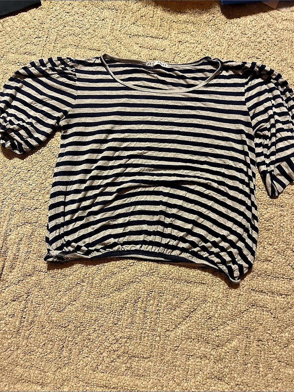 Cake + RosesStriped Short Sleeve Top in Blue & White